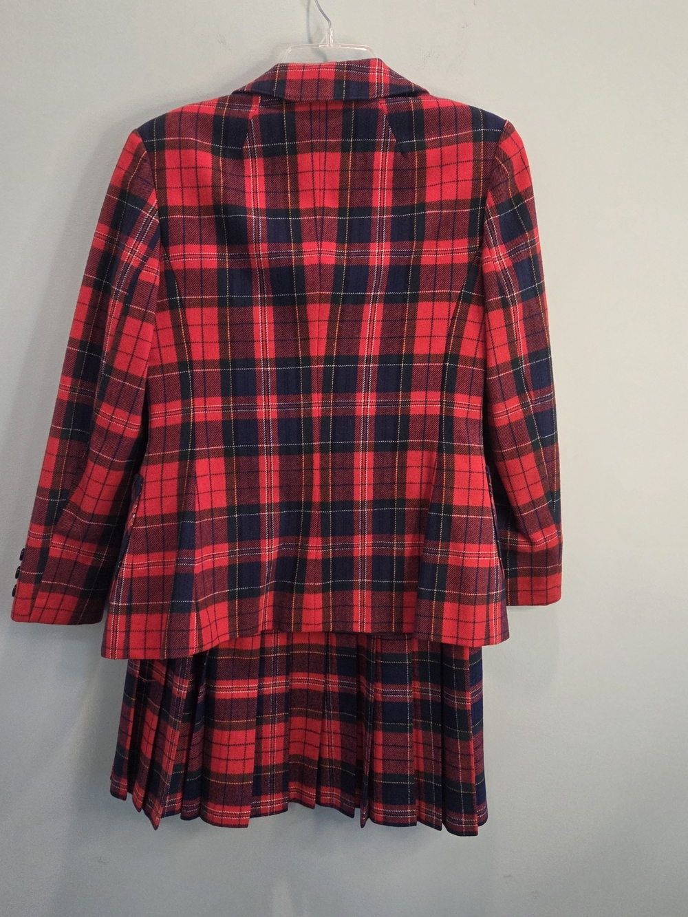 Vintage Pendleton Red Tartan Plaid Wool Skirt Suit Set Size 6 USA - Picture 4 of 13
